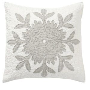 Pottery Barn White and Gray Lilo Handcrafted Quilted Euro Sham. Set of 2